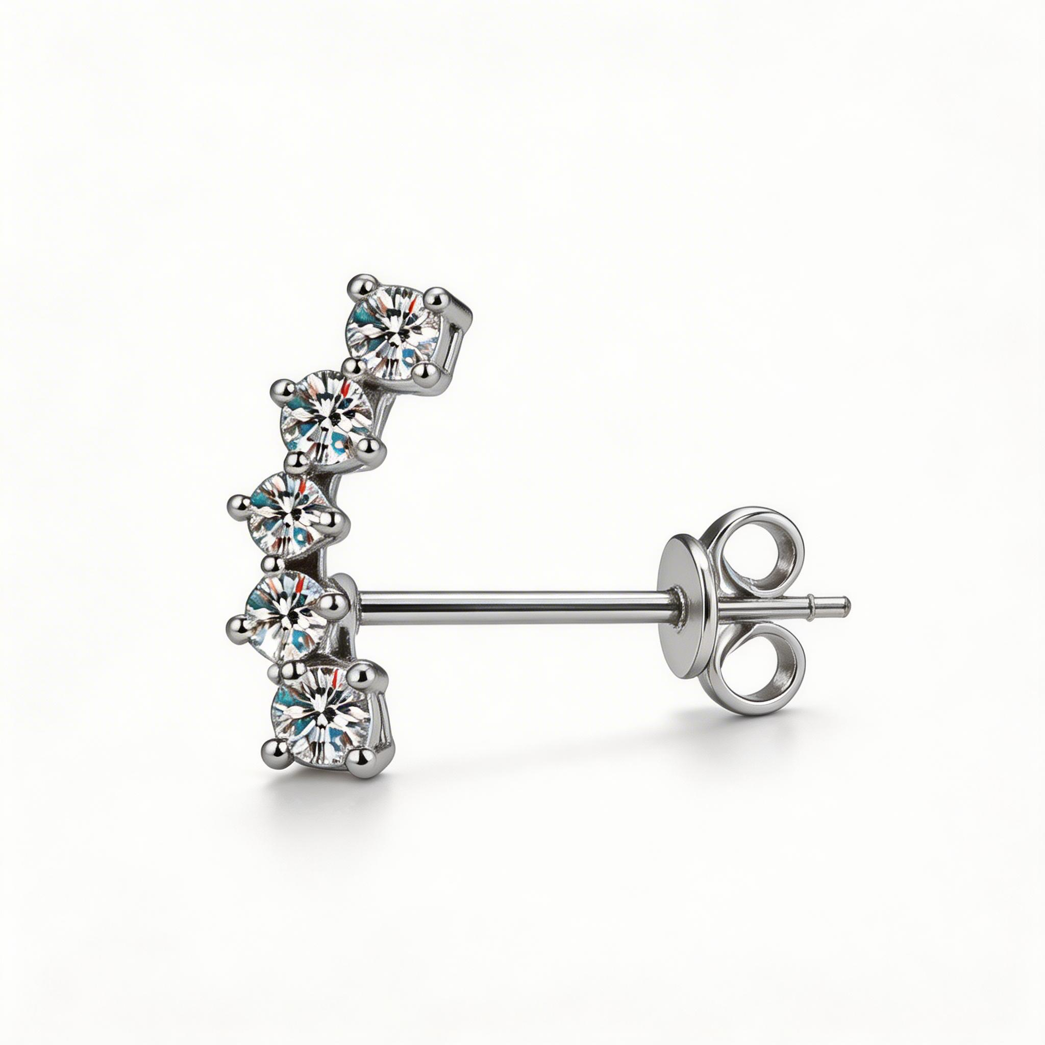 Crescent Leaf Sparkle Stud Earrings
