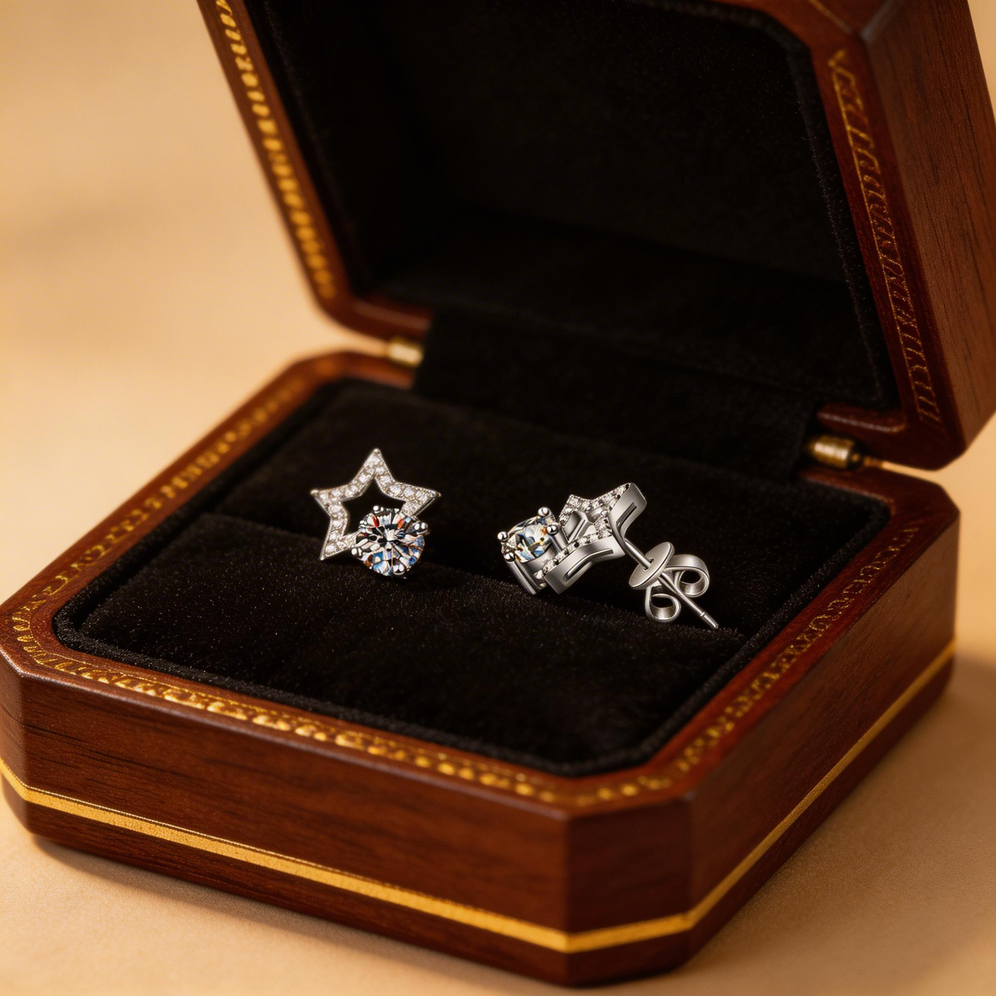 Star Outline Sparkle Stud Earrings