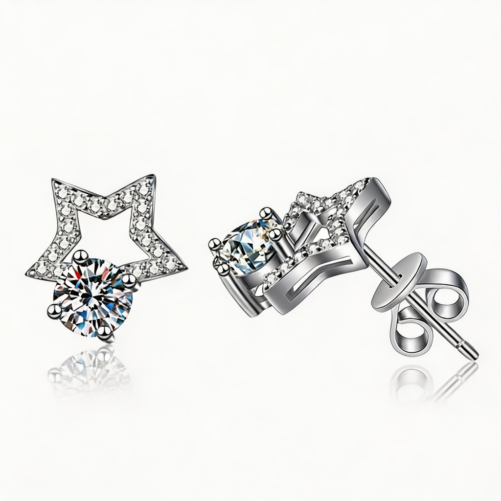 Star Outline Sparkle Stud Earrings