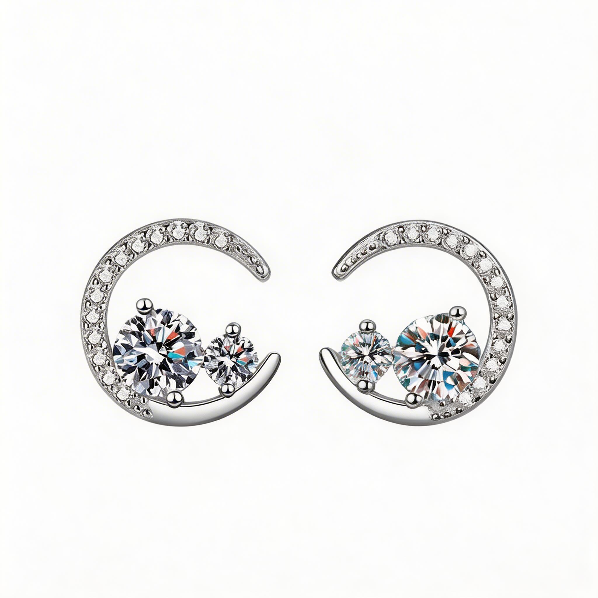 Moon Arc Sparkle Stud Earrings