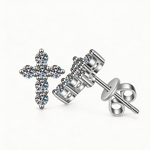 Cross Sparkle Stud Earrings