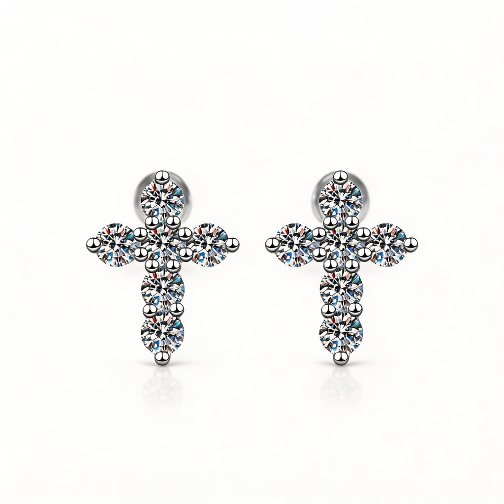 Cross Sparkle Stud Earrings