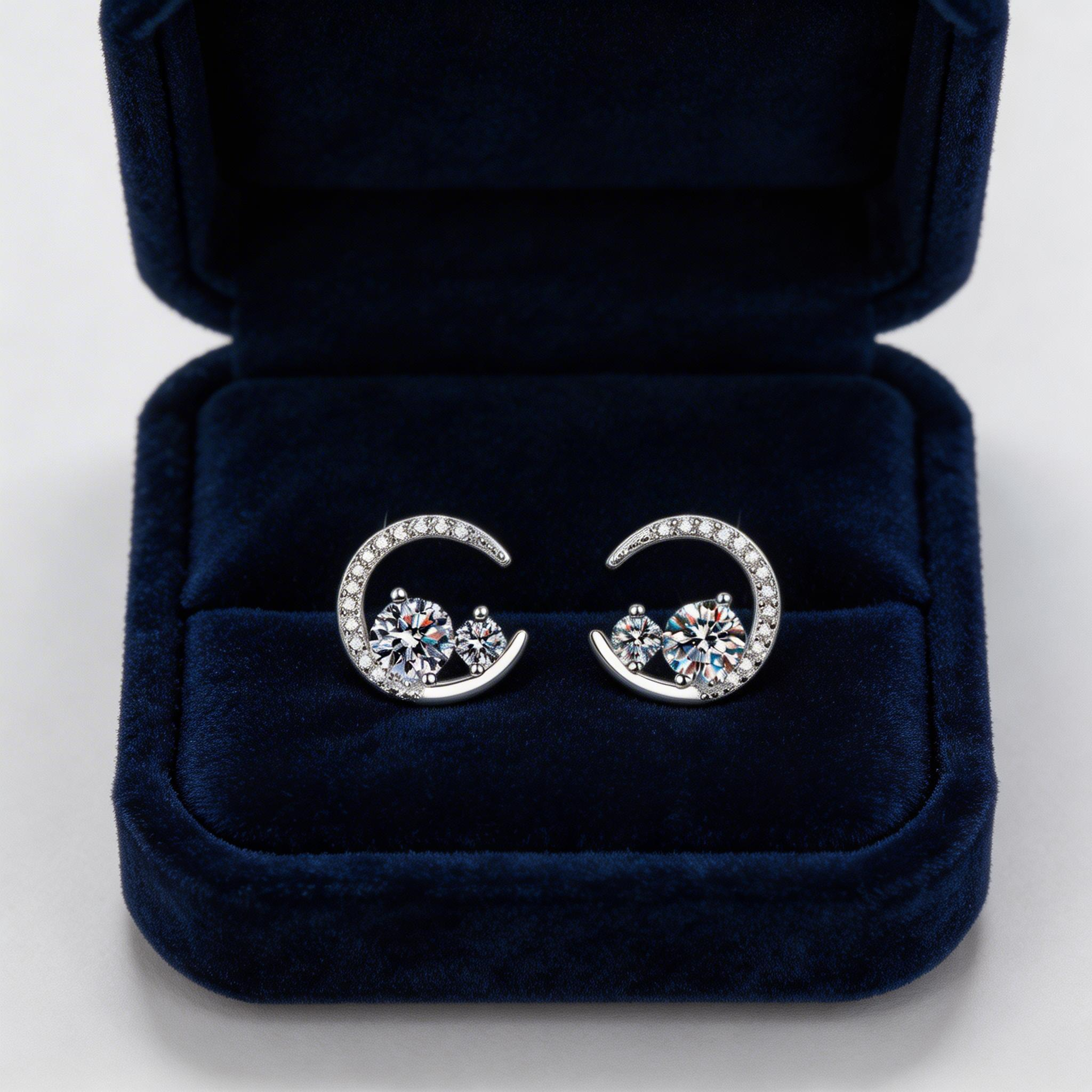 Moon Arc Sparkle Stud Earrings