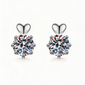 Heart Crown Solitaire Stud Earrings