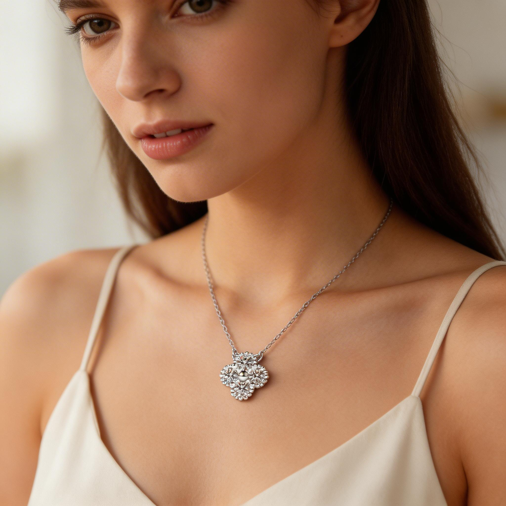 Clover Cluster Sparkle Pendant Necklace