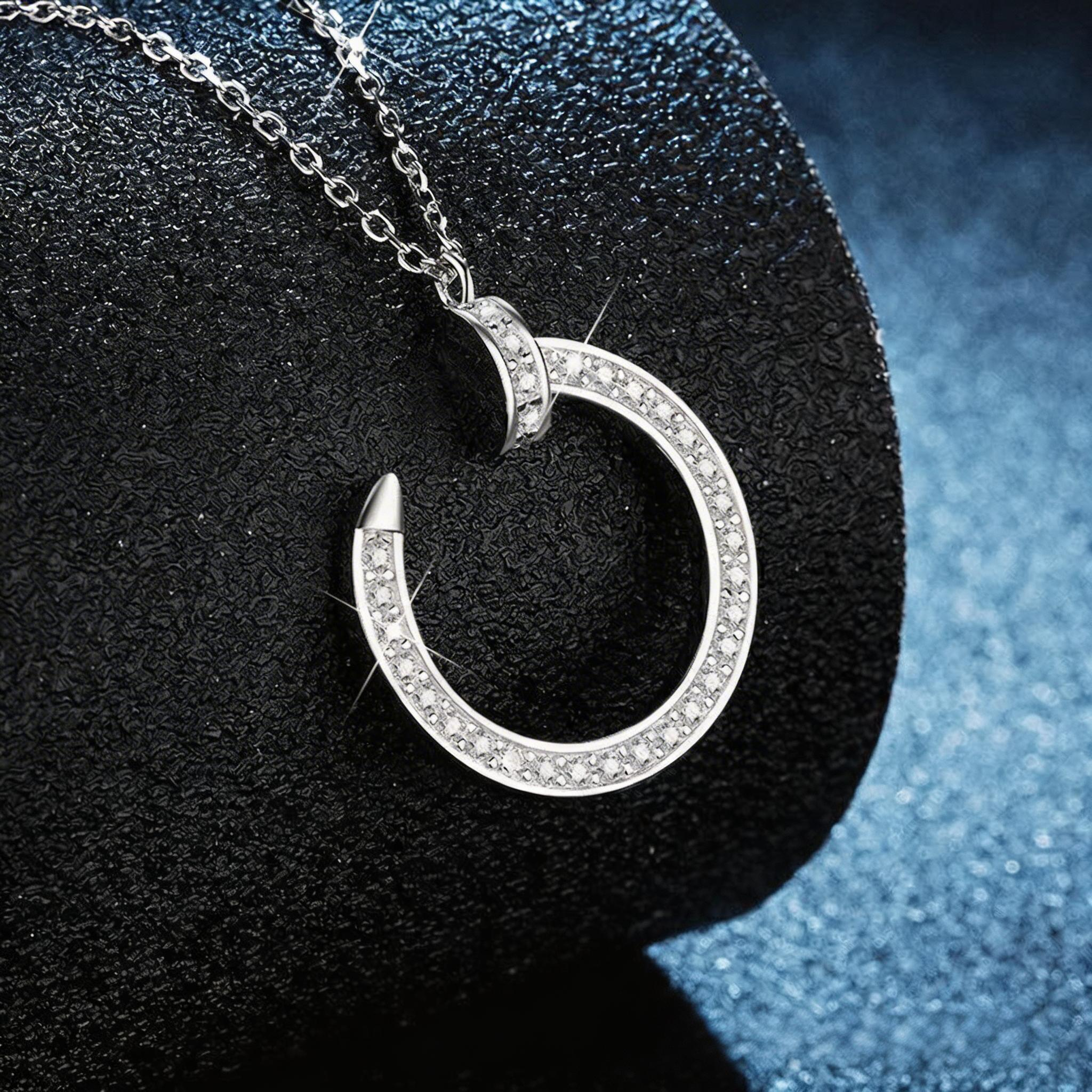 Orbit Curve Sparkle Pendant Necklace