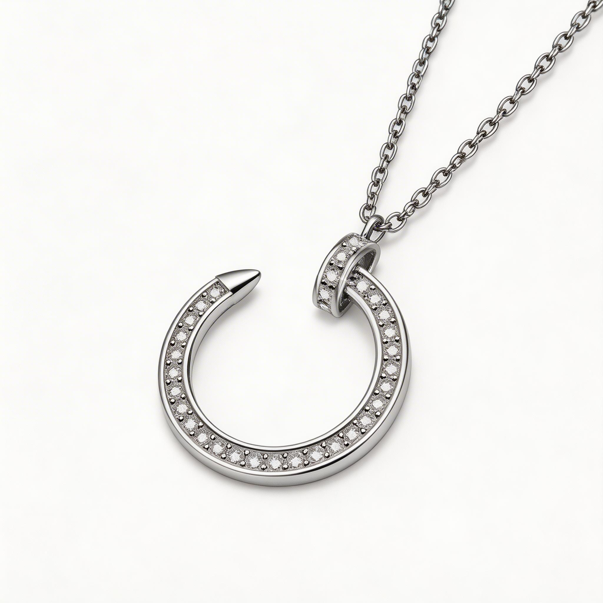 Orbit Curve Sparkle Pendant Necklace