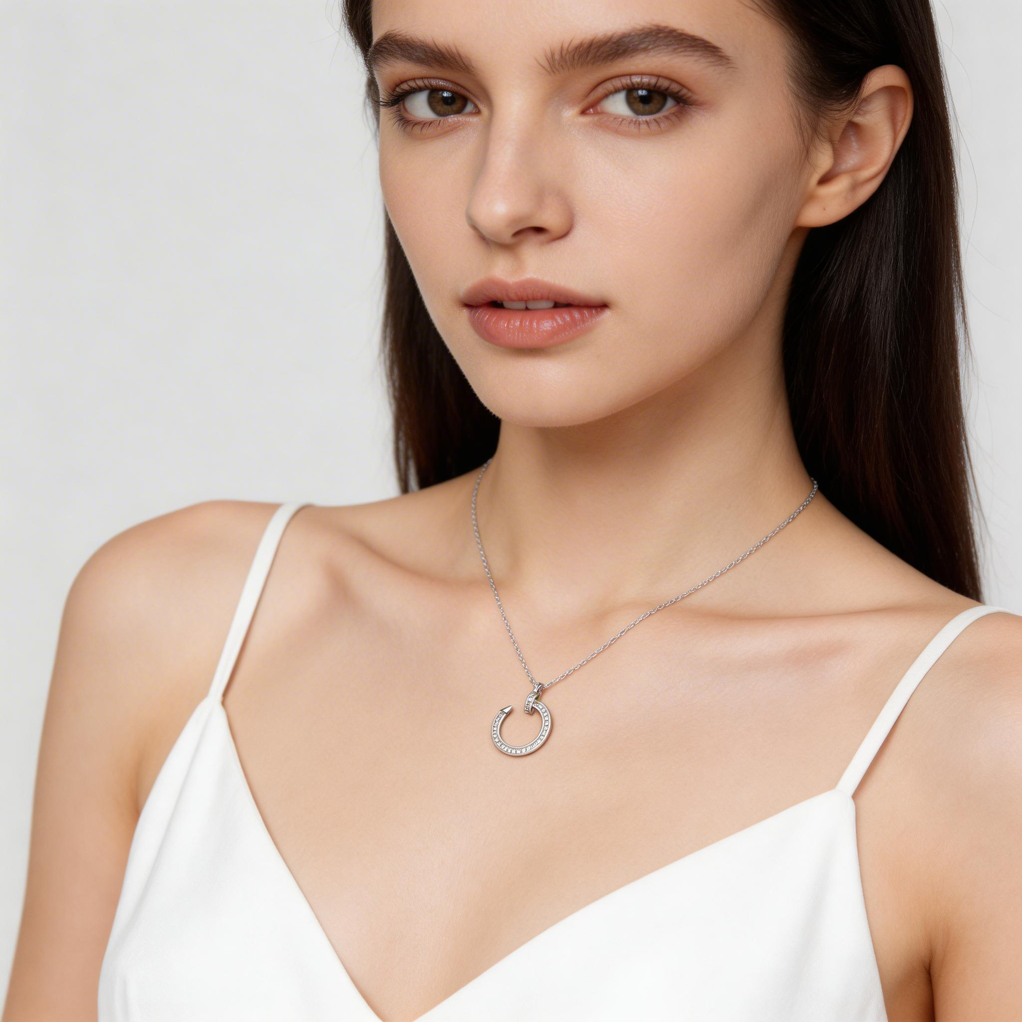 Orbit Curve Sparkle Pendant Necklace