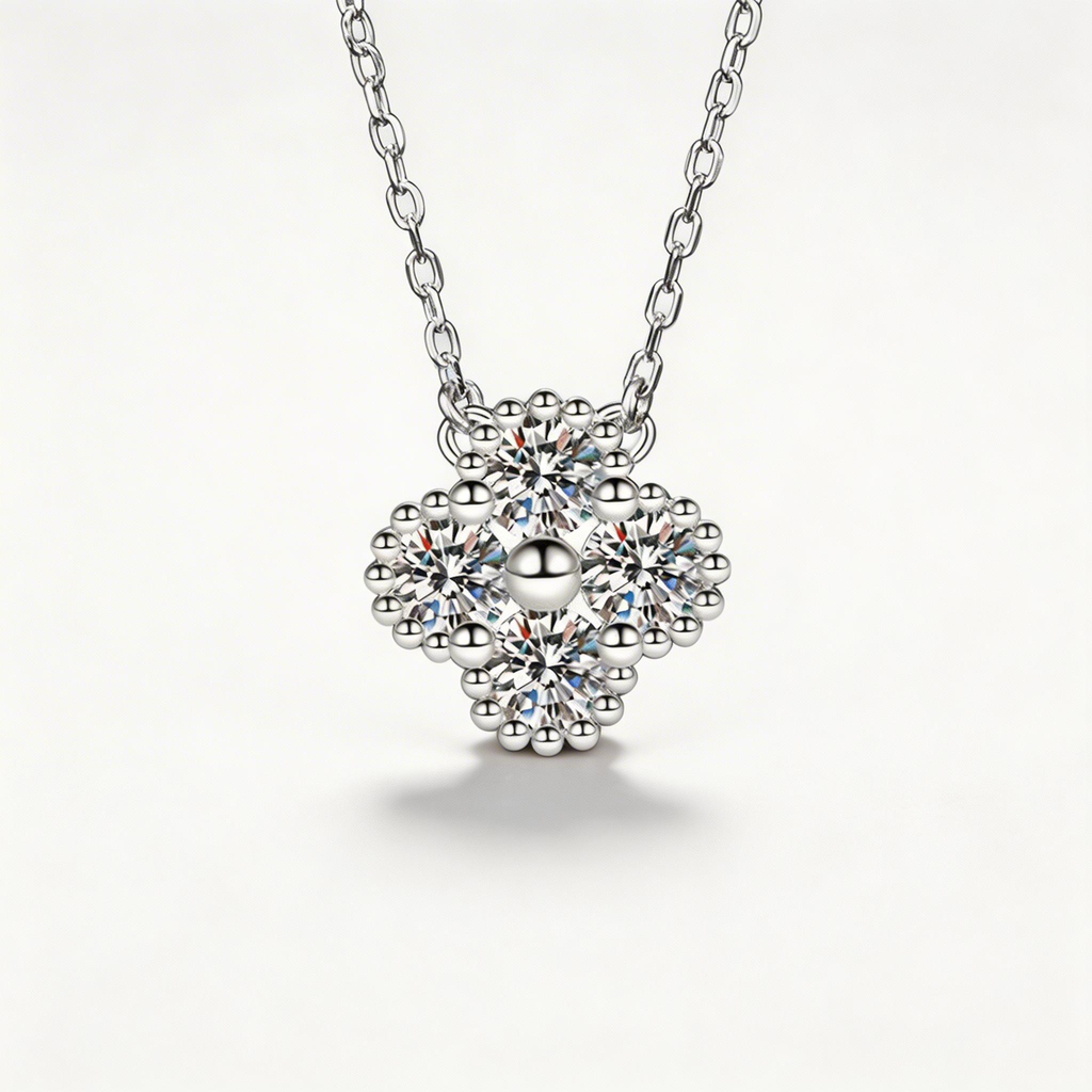 Clover Cluster Sparkle Pendant Necklace