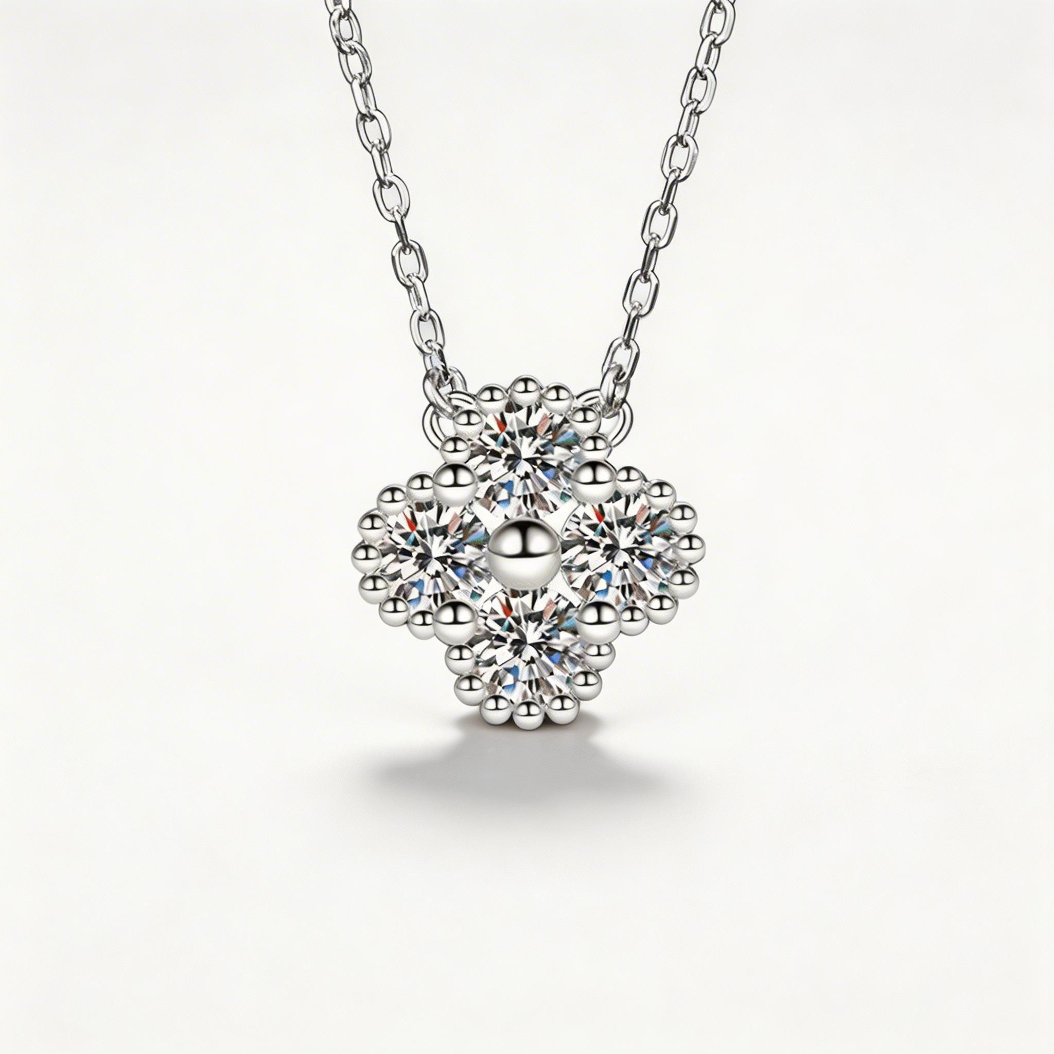 Clover Cluster Sparkle Pendant Necklace